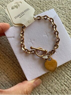 Rose Gold-Tone Heart Toggle Bracelet